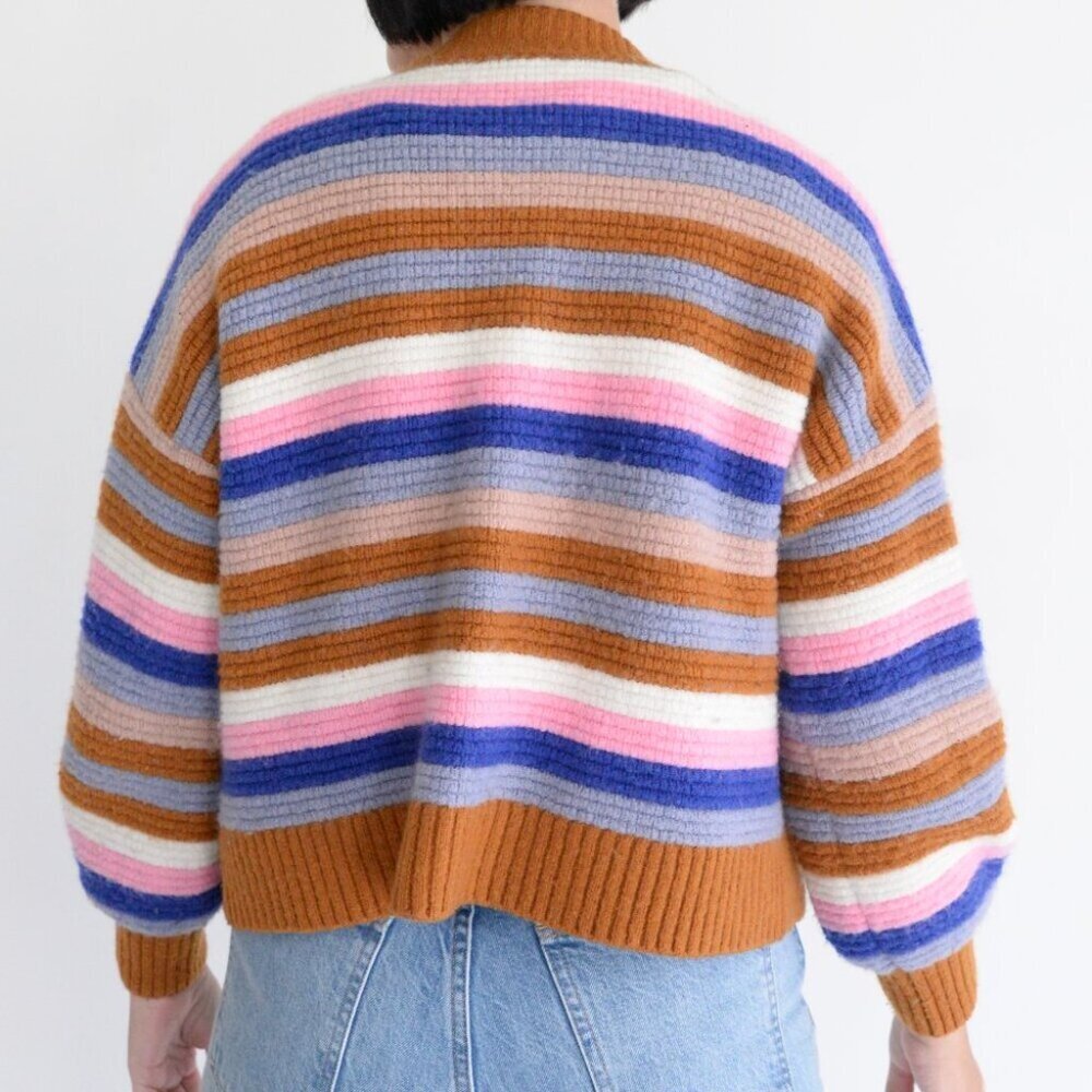Madewell Striped Cardigan in Brown, Blue, Pink, Lavender, White - Picture 3 of 10